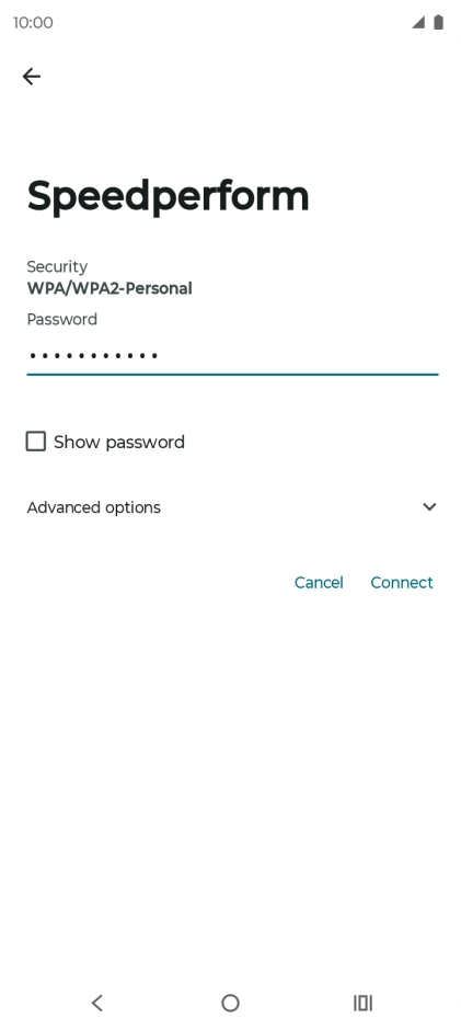 Key in the password for the Wi-Fi network and press Connect.