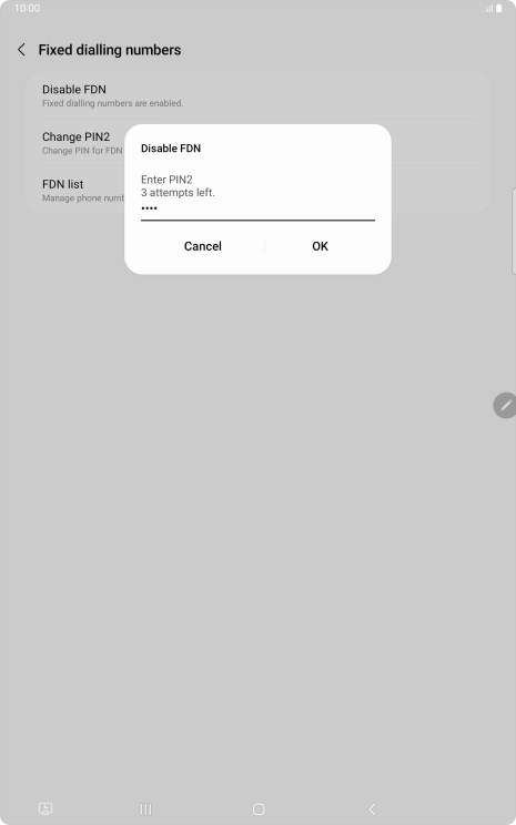 Key in your PIN2 and press OK. The default PIN2 is 0000.