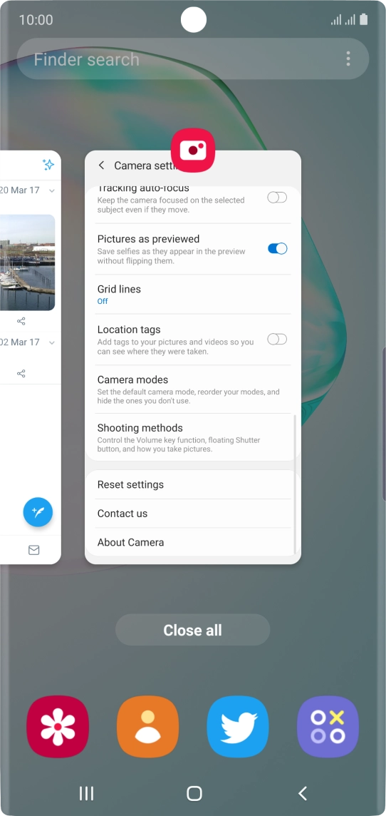 To end one running application, slide your finger upwards on the required application.