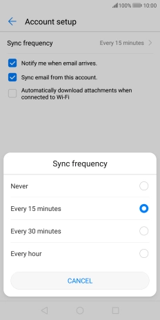 Press the required setting.