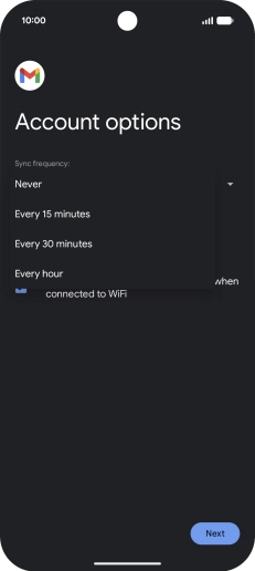 Press the required setting.