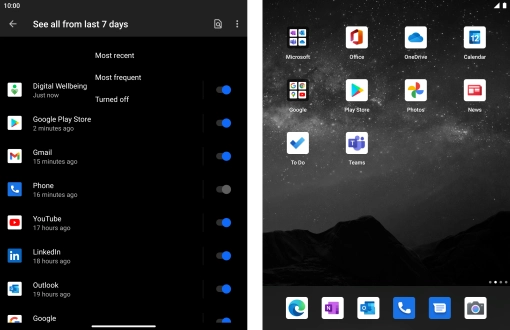 Press the required setting.