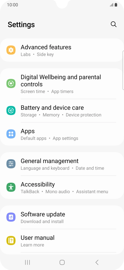 Press Battery and device care.