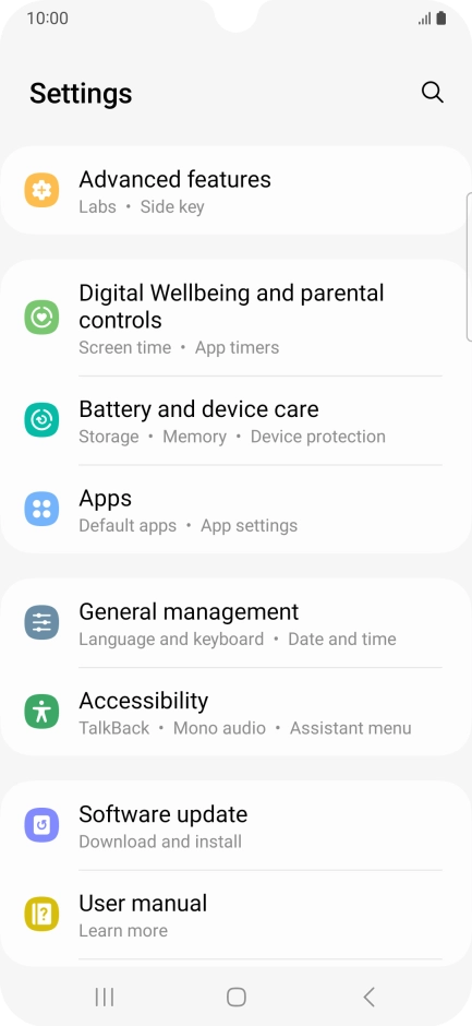 Press Battery and device care.