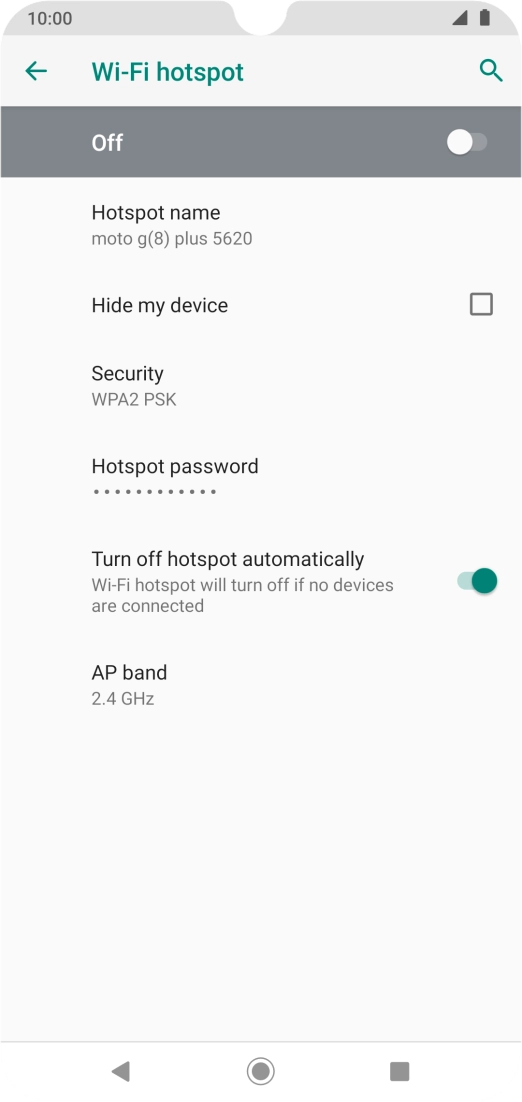 Press Hotspot password.
