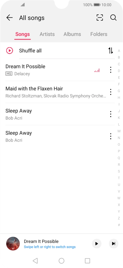 Press the required category and go to the required audio file.