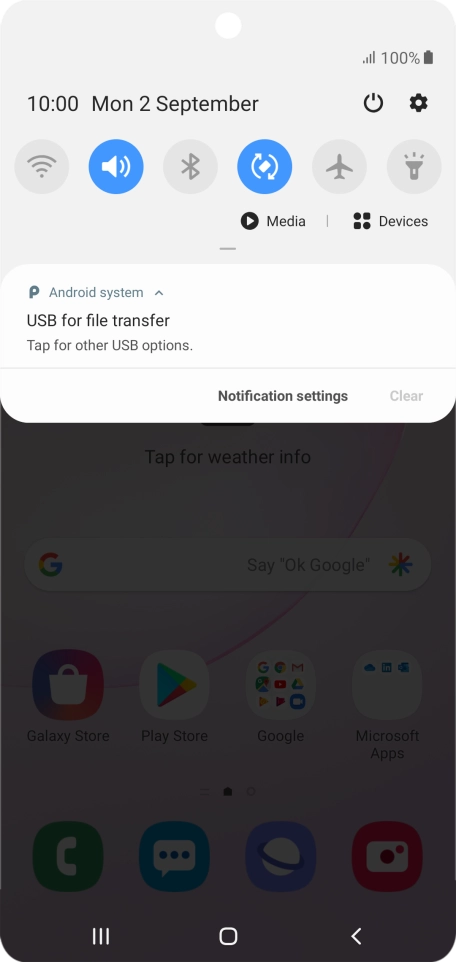 Press Tap for other USB options..