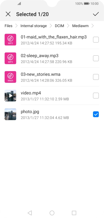 Press the confirm icon.