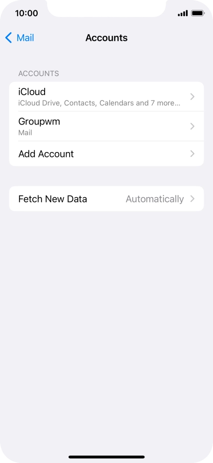 Press the name of the email account you've just set up.