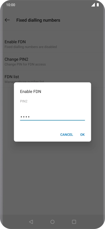 Key in your PIN2 and press OK. The default PIN2 is 0000.