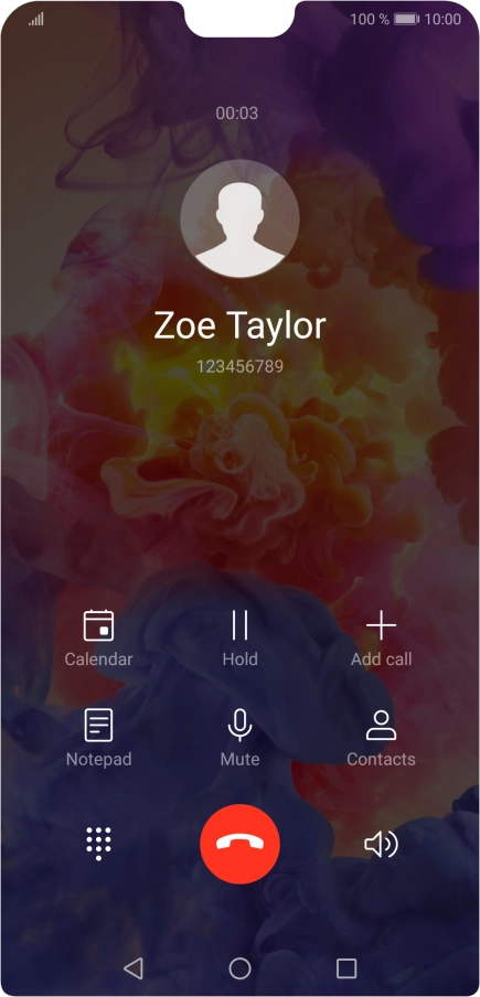 Press the end call icon.