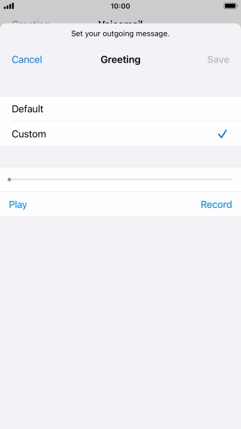 Press Record to start recording a personal greeting.