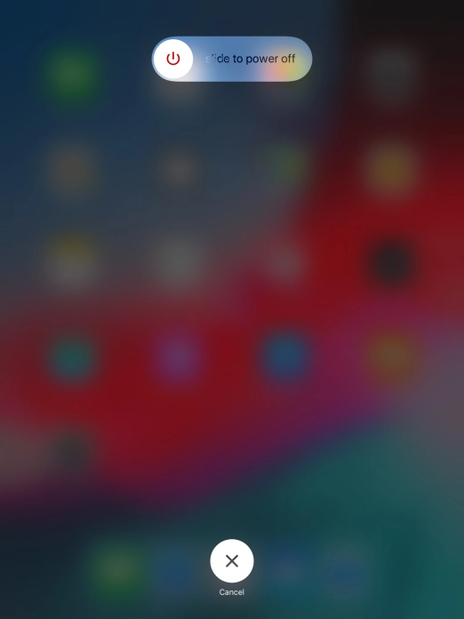 Press and drag the power off icon right.
