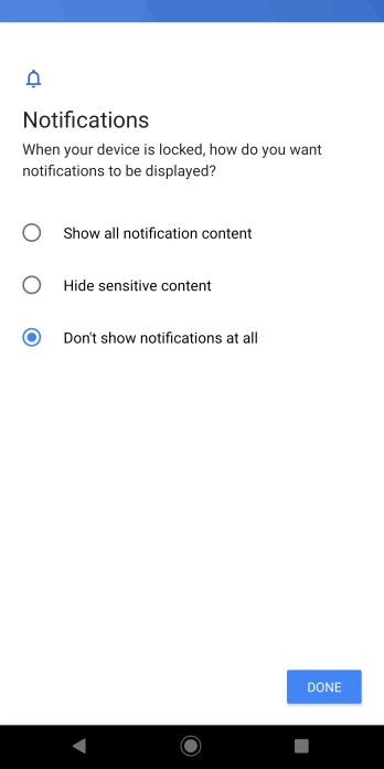 Press the required setting.