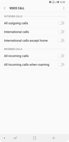 Press the indicator next to the required barring type.
