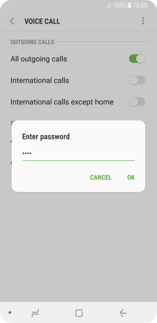 Key in your barring password and press OK.