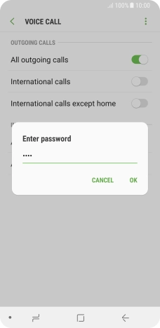 Key in your barring password and press OK.
