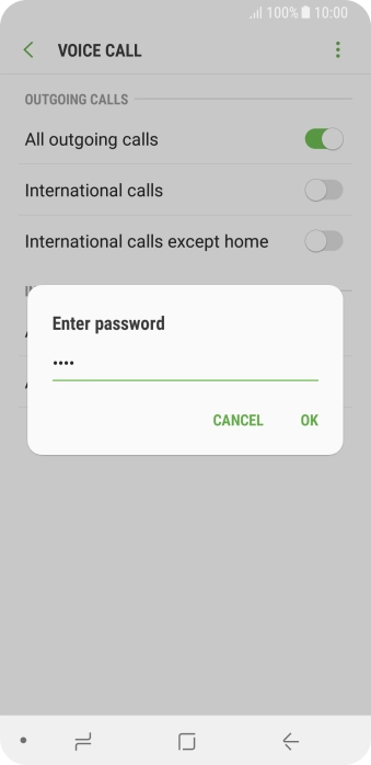 Key in your barring password and press OK.