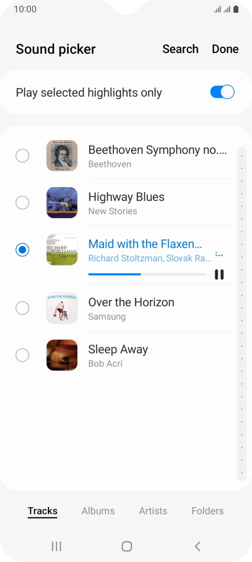 Once you've found a ring tone you like, press Done.