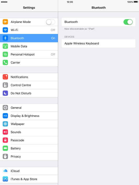 Press the required Bluetooth device and follow the instructions on the screen to pair the device with your tablet.