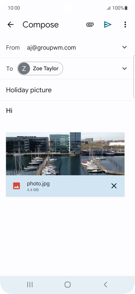 Press the send icon when you've finished your email.