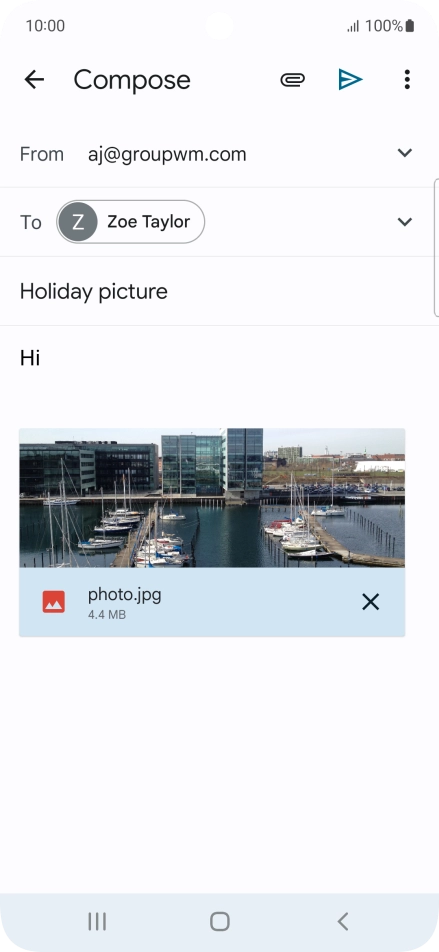 Press the send icon when you've finished your email.