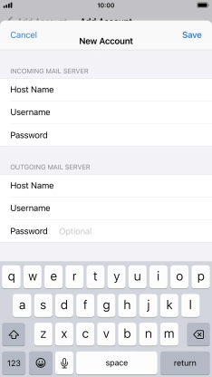 Press Password and key in the password for your email account.