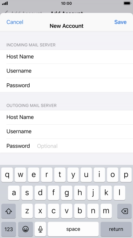 Press Password and key in the password for your email account.