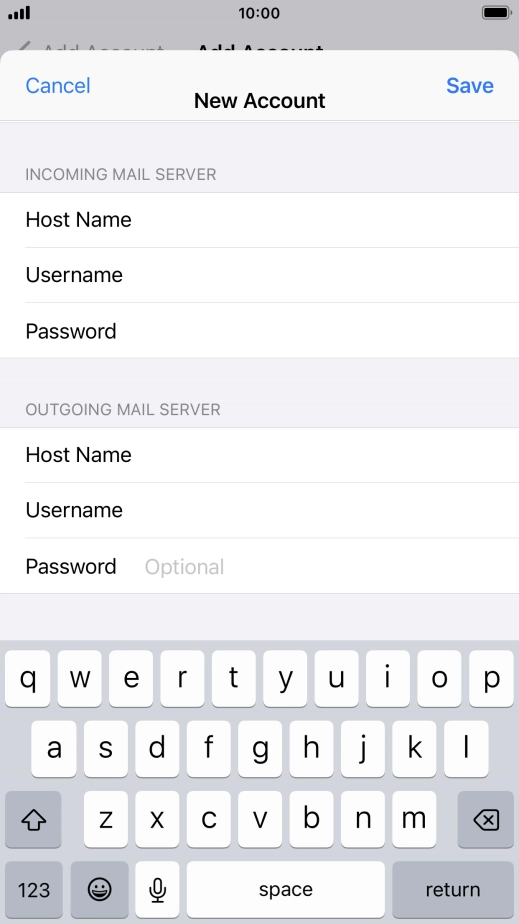 Press Password and key in the password for your email account.