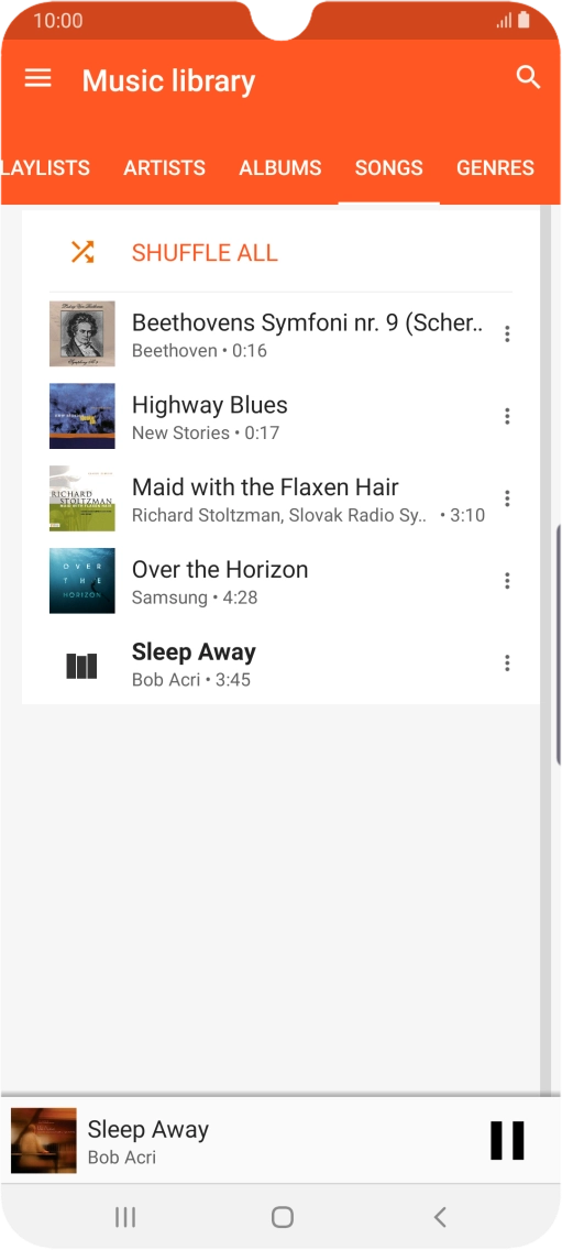 Press the song title at the bottom of the screen.