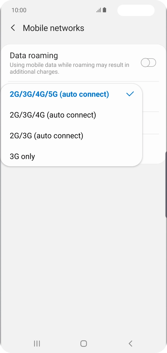 Press the required network mode.