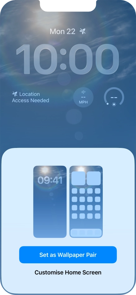 To use the same colour theme on the home screen, press Set as Wallpaper Pair.