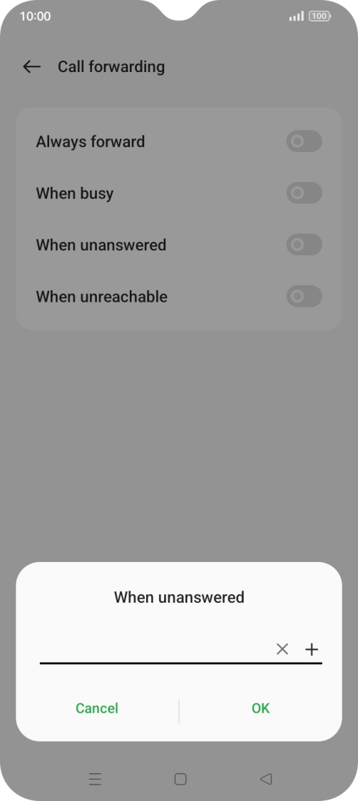 Key in +447953222222 and press the confirm icon.