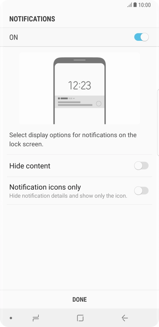 Press the required settings.