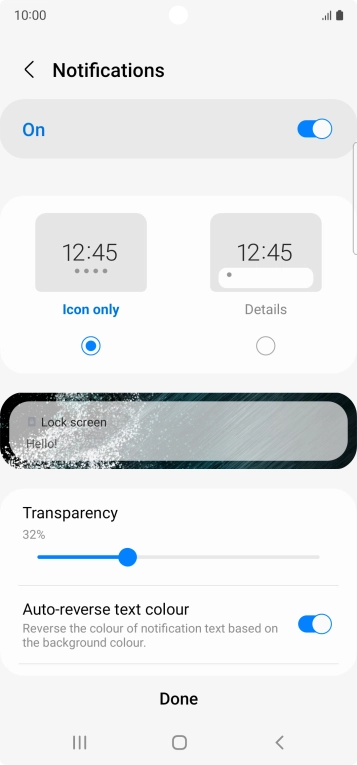 Press the required settings to turn them on or off.