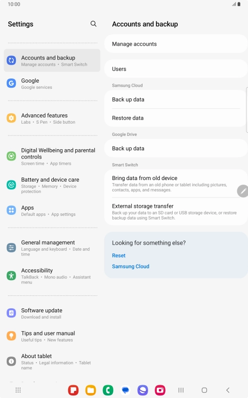 Press Manage accounts.