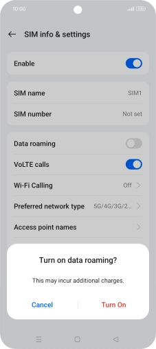 If you turn on the function, press Turn On.