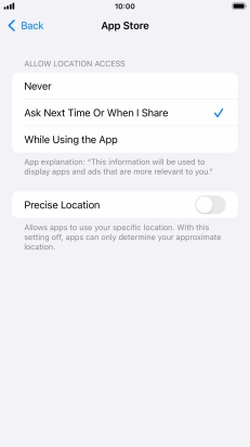 Press the required setting to turn the function on or off.