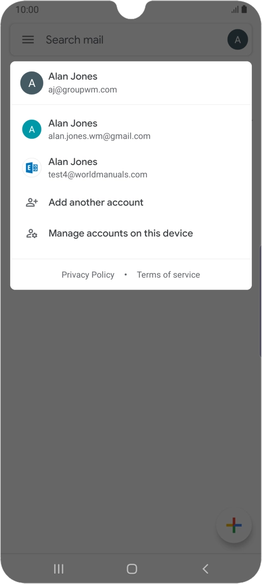 Press the required email account.