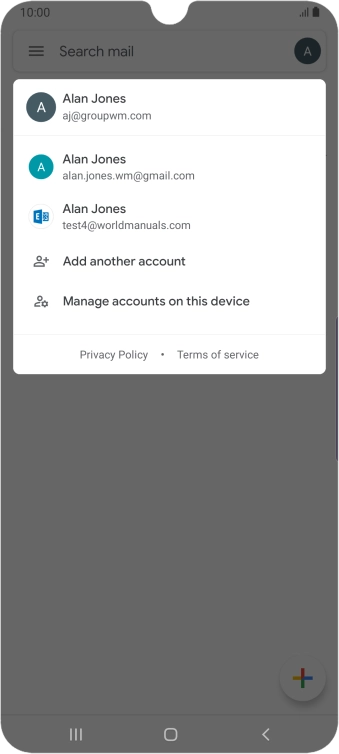 Press the required email account.