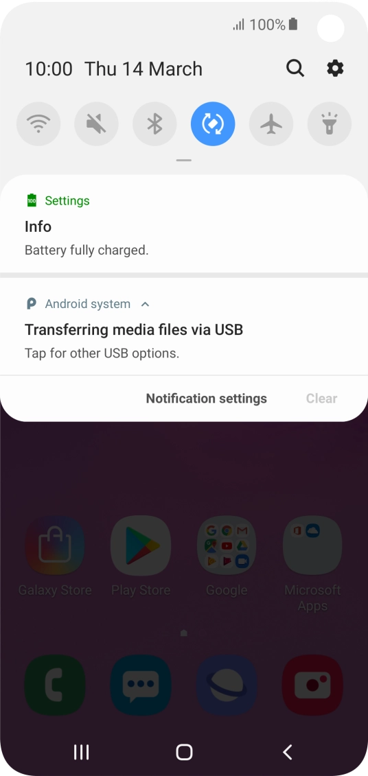 Press Tap for other USB options..