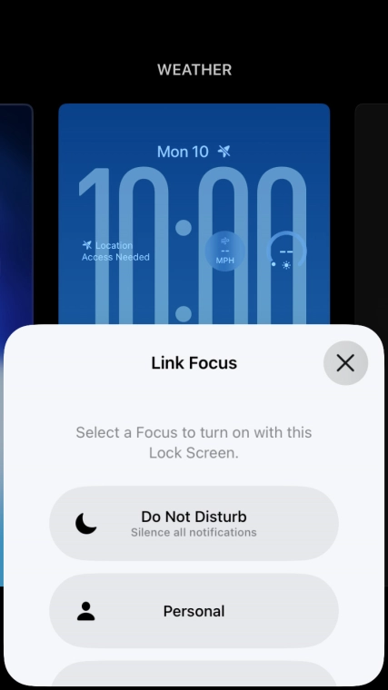 Press the required focus mode.