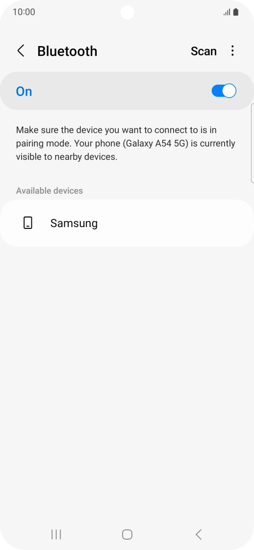 Press the required Bluetooth device and follow the instructions on the screen to pair the device with your phone.