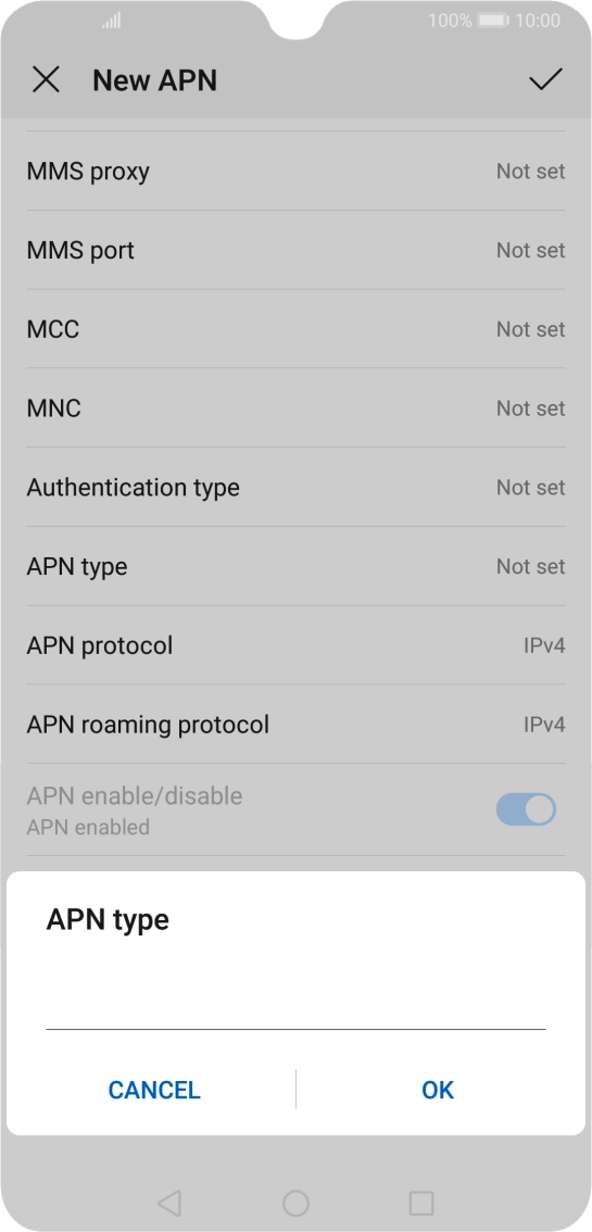Key in default and press OK.