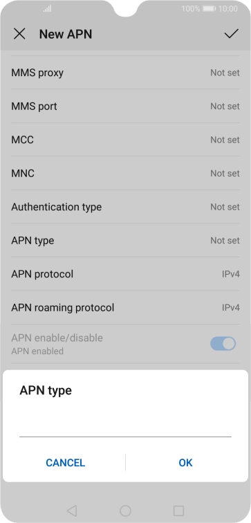 Key in default and press OK.