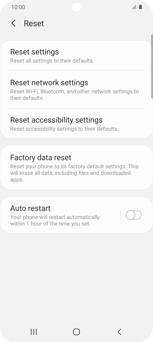 Press Factory data reset.
