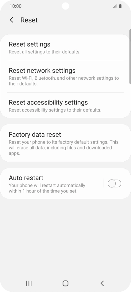 Press Factory data reset.