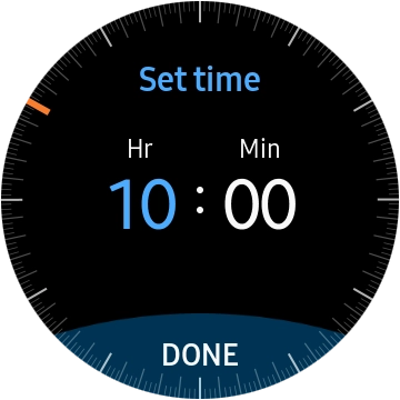 Turn the Rotating bezel right or left to set the required time.