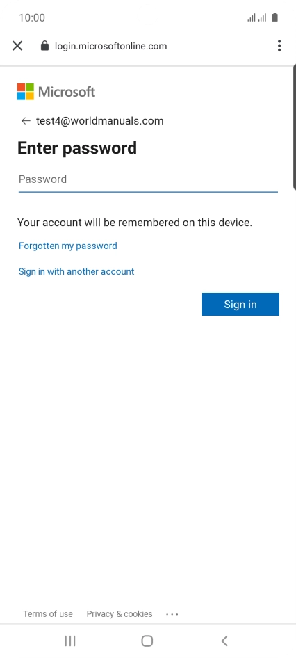 If this screen is displayed, you email account has been recognised and set up automatically. Follow the instructions on the screen to key in more information and finish setting up your phone.