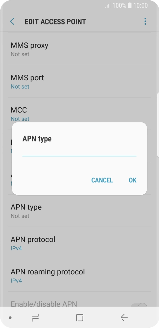 Key in default and press OK.